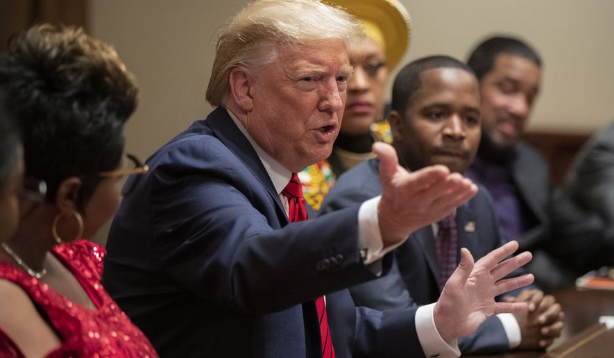 President Donald Trump speaks during an event in the Cabinet Room at the White House, Thursday, Feb. 27, 2020, in Washington. (AP Photo/Manuel Balce Ceneta)