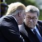 In this May 15, 2019, file photo, President Donald Trump and Attorney General William P. Barr attend the 38th Annual National Peace Officers&#39; Memorial Service at the U.S. Capitol in Washington. (AP Photo/Evan Vucci) ** FILE **