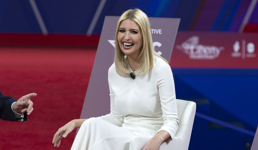 White House senior adviser Ivanka Trump speaks during the Conservative Political Action Conference, CPAC 2020, at the National Harbor, in Oxon Hill, Md., Friday, Feb. 28, 2020. (AP Photo/Jose Luis Magana) ** FILE **