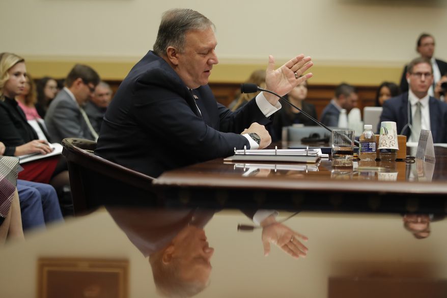 Secretary of State Mike Pompeo testifies during a House Foreign Affairs Committee hearing in Washington, Friday, Feb. 28, 2020. (AP Photo/Carolyn Kaster)