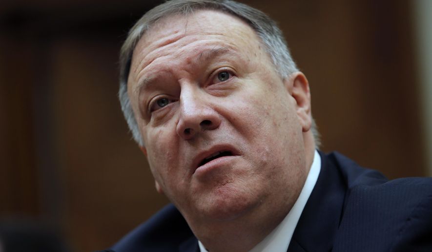 Secretary of State Mike Pompeo testifies during a House Foreign Affairs Committee hearing on Capitol Hill in Washington, Friday, Feb. 28, 2020, about the Trump administration&#x27;s policies on Iran, Iraq and the use of force. (AP Photo/Carolyn Kaster)