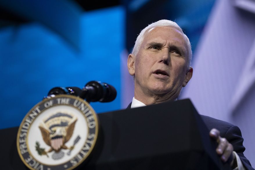 Vice President Mike Pence speaks at the American Israel Public Affairs Committee (AIPAC) 2020 Conference, Monday, March 2, 2020 in Washington. (AP Photo/Alex Brandon)