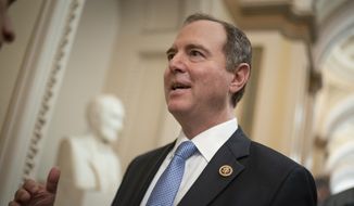 House Intelligence Committee Chairman Adam Schiff, D-Calif., talks to reporters on Capitol Hill in Washington, Tuesday, March 3, 2020. (AP Photo/J. Scott Applewhite)  