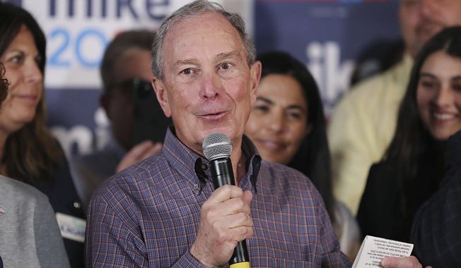 Democratic presidential candidate Mike Bloomberg speaks during an appearance at his field office in Orlando on Tuesday, March 3, 2020. (Stephen M. Dowell/Orlando Sentinel via AP)