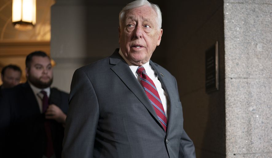 House Majority Leader Steny Hoyer, D-Md., responds to a question about a funding bill to fight the coronavirus outbreak, on Capitol Hill in Washington, Tuesday, March 3, 2020. (AP Photo/J. Scott Applewhite)