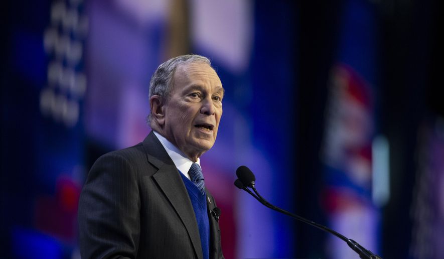 Democratic presidential candidate and former New York City Mayor Mike Bloomberg speaks at the the American Israel Public Affairs Committee (AIPAC) 2020 Conference, Monday, March 2, 2020, in Washington. (AP Photo/Alex Brandon)