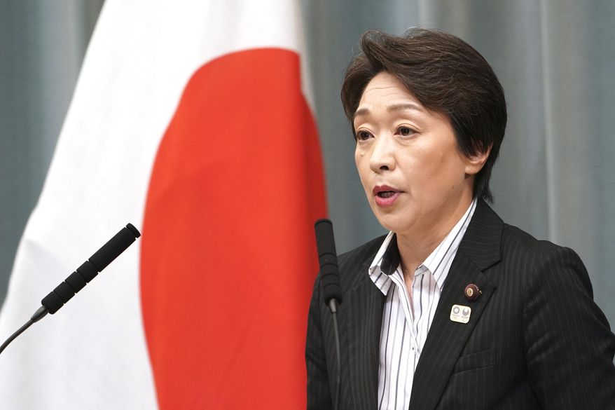 In this Sept. 11, 2019, file photo, then newly appointed Minister in charge of the Tokyo Olympic and Paralympic Games Seiko Hashimoto speaks during a press conference at the prime minister's official residence in Tokyo. Hashimoto's response to a question in the upper house of Parliament on Tuesday, March 3, 2020, implies the Olympics could be held later in the year and would not have to start on July 24, 2020. Tokyo's Olympics are being threatened by a fast-spreading virus that has shut down most sports events and Olympic-related events in Japan. (AP Photo/Eugene Hoshiko, File)