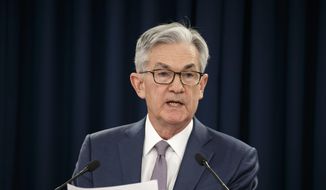 Federal Reserve Chair Jerome Powell speaks during a news conference, Tuesday, March 3, 2020, to discuss an announcement from the Federal Open Market Committee, in Washington. (AP Photo/Jacquelyn Martin) ** FILE **