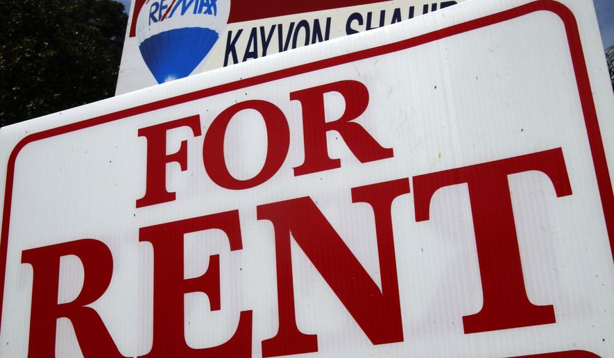 FILE - This April 6, 2011 file photo shows a "For Rent" sign in front of a home in Los Angeles. Home rental price growth slowed down in January 2016 as even sizzling markets such as the San Francisco Bay Area, Denver and Portland are cooling. Real estate data firm Zillow said Tuesday, Feb. 23, 2016 that median rent rose a seasonally adjusted 2.9 percent from a year ago. (AP Photo/Reed Saxon, File) **FILE**