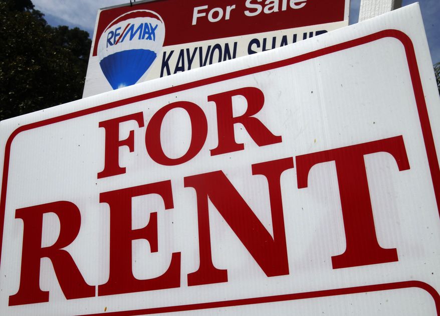 FILE - This April 6, 2011 file photo shows a "For Rent" sign in front of a home in Los Angeles. Home rental price growth slowed down in January 2016 as even sizzling markets such as the San Francisco Bay Area, Denver and Portland are cooling. Real estate data firm Zillow said Tuesday, Feb. 23, 2016 that median rent rose a seasonally adjusted 2.9 percent from a year ago. (AP Photo/Reed Saxon, File) **FILE**