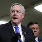In this Jan. 29, 2020, file photo, then-Rep. Mark Meadows, R-N.C., speaks with reporters on Capitol Hill in Washington. (AP Photo/Patrick Semansky, File)