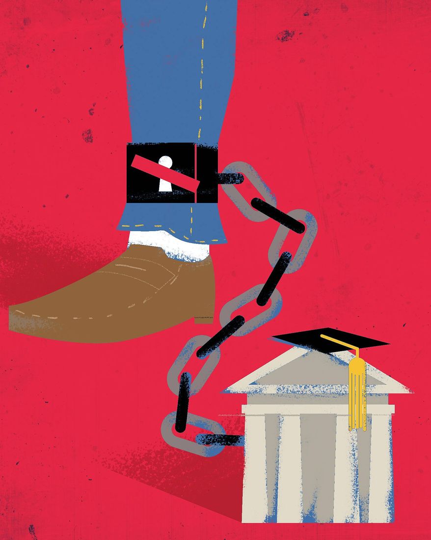 Student debt forgiveness and free tuition  illustration by Linas Garsys / The Washington Times

