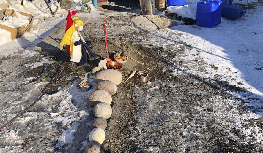 A Native American sweat lodge located on city property in an industrial area of south Fargo, N.D., is pictured on Thursday, Feb. 27, 2020. The lodge was shut down by the city in December over concerns that it was not being properly managed and was endangering the health of users. Native American leaders are working to find another location for the facility, which serves tribal members from the Dakotas, Minnesota and Canada. The nearest sweat lodges are on reservations hundreds of miles away. (AP Photo/Dave Kolpack)