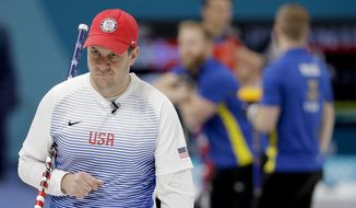 FILE - In this Feb. 16, 2018, file photo, United States&#39;s skip John Shuster looks on during a men&#39;s curling match against Sweden at the Winter Olympics in Gangneung, South Korea. Curling is a 500-year-old sport that pairs chess-like strategy with furious sweeping and shouts of “Hurry Hard,” and is considering radical rule changes as it tries to balance centuries of tradition with the modern need to move things along. (AP Photo/Natacha Pisarenko, File)