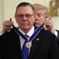 In this file photo, President Donald Trump presents the Presidential Medal of Freedom to former Vice Chief of Staff Army Gen. Jack Keane in the East Room of the White House in Washington, Tuesday, March 10, 2020. (AP Photo/Manuel Balce Ceneta)  **FILE**