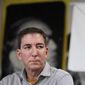 Award-winning journalist Glenn Greenwald listens to a question during a press conference before the start of a protest in his support in front of the headquarters of the Brazilian Press Association, known as ABI, in the city of Rio de Janeiro, Brazil, July 30, 2019. (AP Photo/Ricardo Borges) ** FILE **