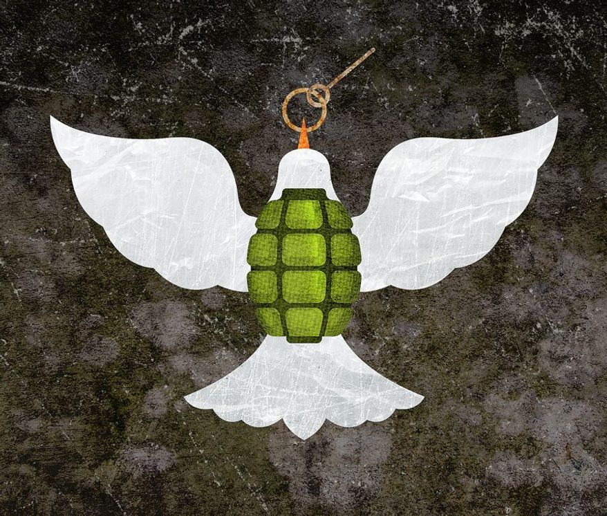 Dove Grenade Illustration by Greg Groesch/The Washington Times