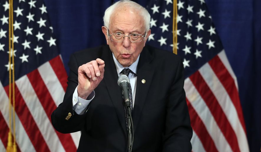 Democratic presidential candidate, Sen. Bernie Sanders, I-Vt., speaks to reporters on Wednesday, March 11, 2020, in Burlington, Vt. (AP Photo/Charles Krupa)