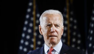 Democratic presidential candidate and former Vice President Joe Biden speaks about the coronavirus Thursday, March 12, 2020, in Wilmington, Del. (AP Photo/Matt Rourke) **FILE**