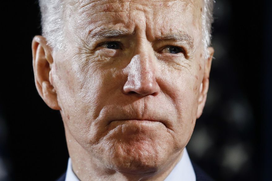 Democratic presidential candidate former Vice President Joe Biden speaks about the coronavirus Thursday, March 12, 2020, in Wilmington, Del. (AP Photo/Matt Rourke) **FILE**