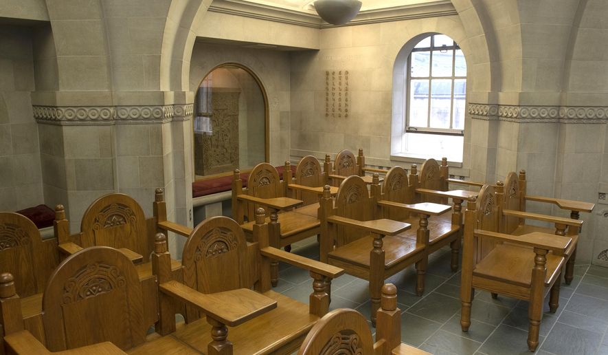 A view of the Armenian Room taken Tuesday, Feb. 25, 2020, in the Cathedral of Learning in Pittsburgh, Pa. Each room — Russian, Hungarian, German, Swedish, Ukrainian, Israeli, Norwegian, African, English, Philippine and others — is distinctive, built with donations from immigrant communities proud of what their sweat in the Pittsburgh steel mills and elsewhere achieved. (Nate Guidry/Pittsburgh Post-Gazette via AP)