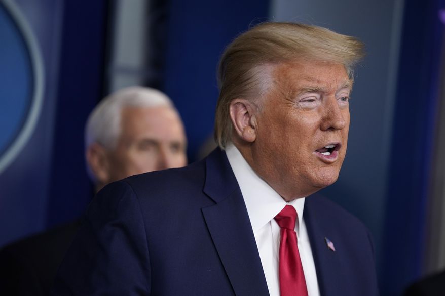 President Donald Trump speaks during press briefing with the Coronavirus Task Force, at the White House, Wednesday, March 18, 2020, in Washington. (AP Photo/Evan Vucci)