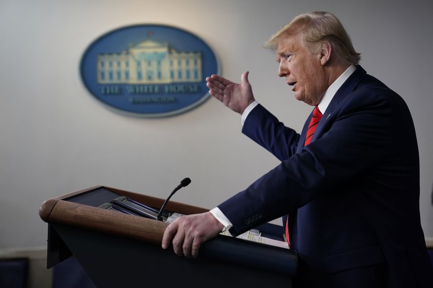 President Donald Trump speaks during press briefing with the coronavirus task force, at the White House, Thursday, March 19, 2020, in Washington. (AP Photo/Evan Vucci)