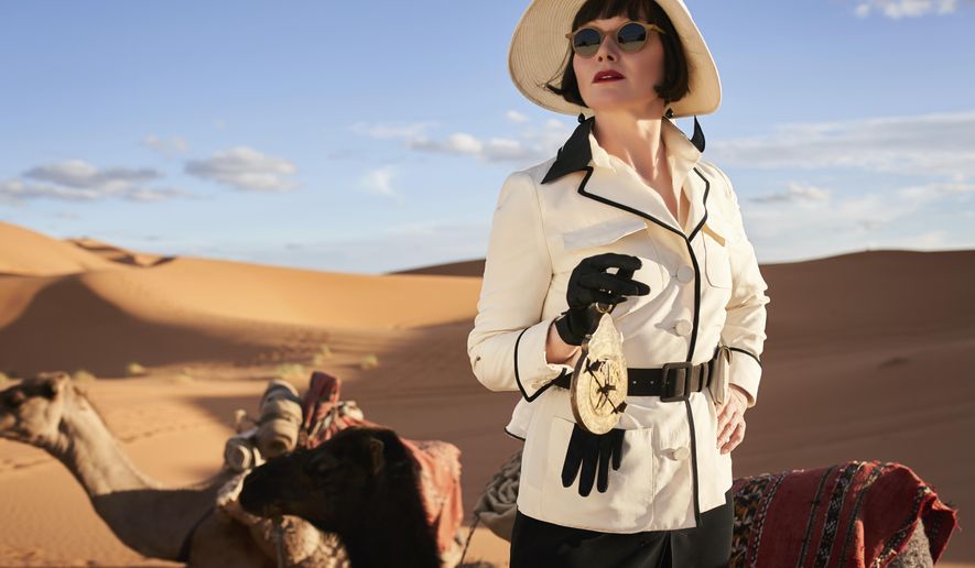 This image released by Acorn TV shows Essie Davis as Phryne Fisher in a scene from "Miss Fisher and The Crypt of Tears." The film will have a limited theater release before it streams on Acorn TV. (Acorn TV via AP)