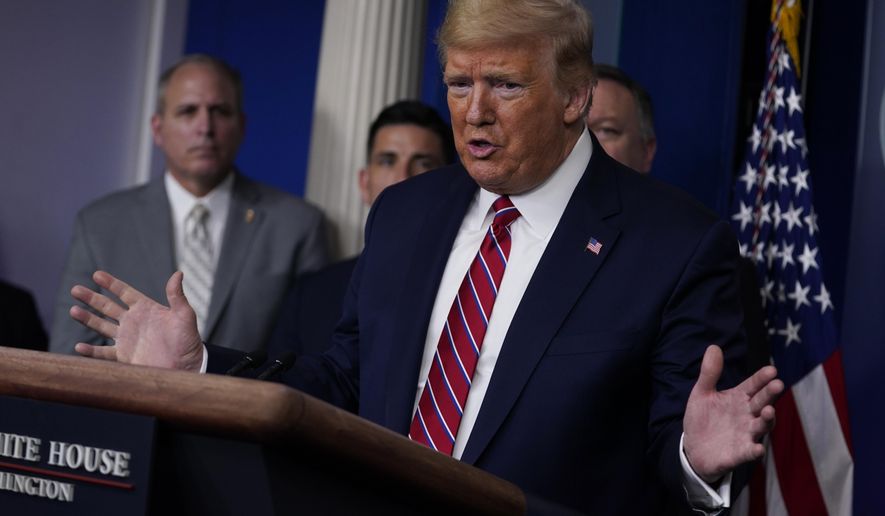 President Donald Trump speaks during a coronavirus task force briefing at the White House, Friday, March 20, 2020, in Washington. (AP Photo/Evan Vucci)