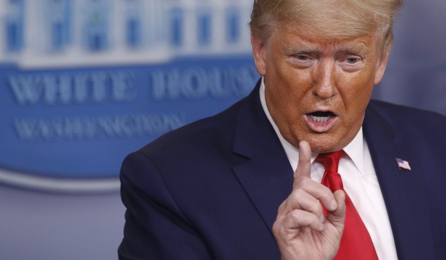 President Donald Trump speaks during a coronavirus task force briefing at the White House, Sunday, March 22, 2020, in Washington. (AP Photo/Patrick Semansky)