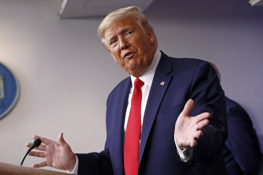 President Donald Trump speaks during a coronavirus task force briefing at the White House, Sunday, March 22, 2020, in Washington. (AP Photo/Patrick Semansky)