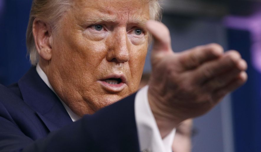 President Donald Trump speaks during a coronavirus task force briefing at the White House, Sunday, March 22, 2020, in Washington. (AP Photo/Patrick Semansky)