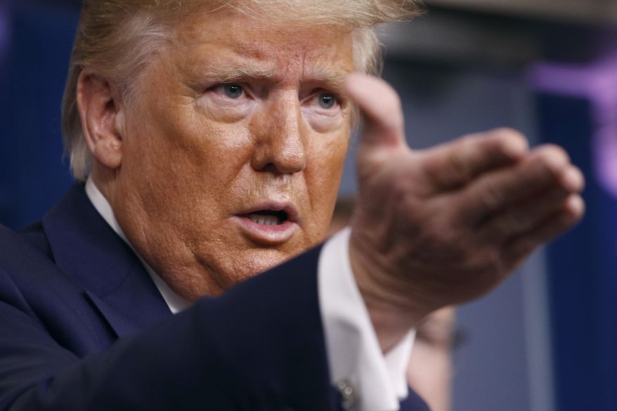 President Donald Trump speaks during a coronavirus task force briefing at the White House, Sunday, March 22, 2020, in Washington. (AP Photo/Patrick Semansky)