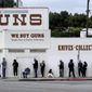 In this March 15, 2020, file photo, people wait in a line to enter a gun store in Culver City, Calif. The coronavirus pandemic has much of the world contemplating an existential question amid a growing number of stay-at-home orders, with only &amp;quot;essential&amp;quot; service providers allowed to go to their jobs. As U.S. states enact sweeping stay-at-home orders, there is lots of agreement on what&#39;s essential, but some have their own notions. A few are eyebrow raisers. Among them are guns, golf and cannabis. Most lists, being compiled by governors and others, capture the basics of what&#39;s essential. (AP Photo/Ringo H.W. Chiu, File) **FILE**