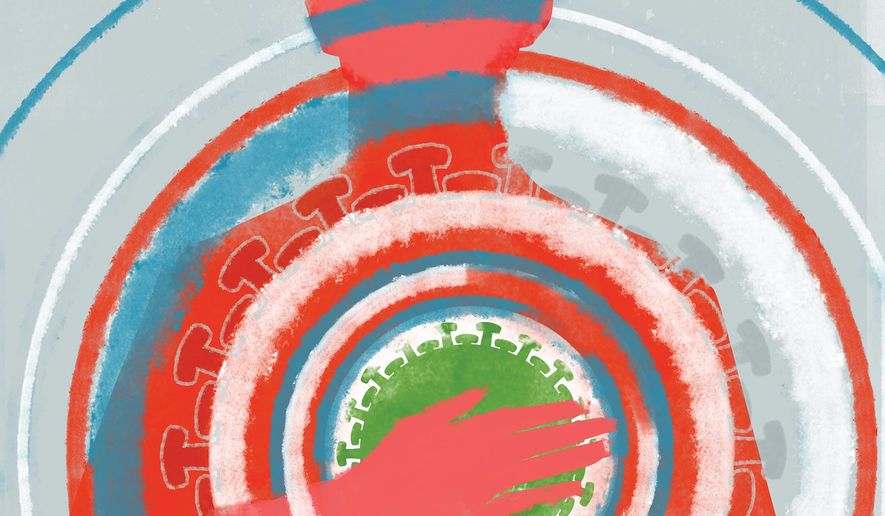 Illustration on the cultural impact of the pandemic by Linas Garsys/The Washington Times