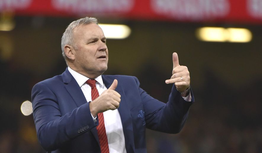 Wales head coach Wayne Pivac gestures before the Six Nations rugby union international between Wales and France the Six Nations rugby union international between Wales and France at the Principality Stadium in Cardiff, Wales, Saturday, Feb. 22, 2020. (AP Photo/Rui Vieira)