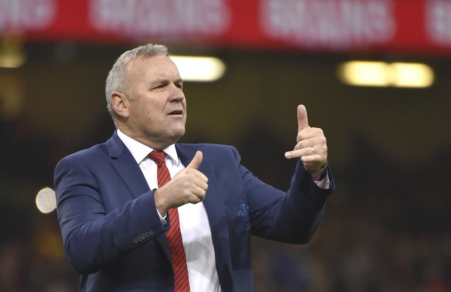 Wales head coach Wayne Pivac gestures before the Six Nations rugby union international between Wales and France the Six Nations rugby union international between Wales and France at the Principality Stadium in Cardiff, Wales, Saturday, Feb. 22, 2020. (AP Photo/Rui Vieira)