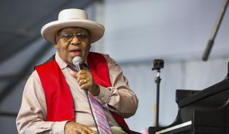 This April 28, 2019, file photo, shows Ellis Marsalis during the New Orleans Jazz &amp;amp; Heritage Festival in New Orleans. New Orleans Mayor LaToya Cantrell announced Wednesday, April 1, 2020, that Marsalis has died. He was 85. (AP Photo/Sophia Germer, File)