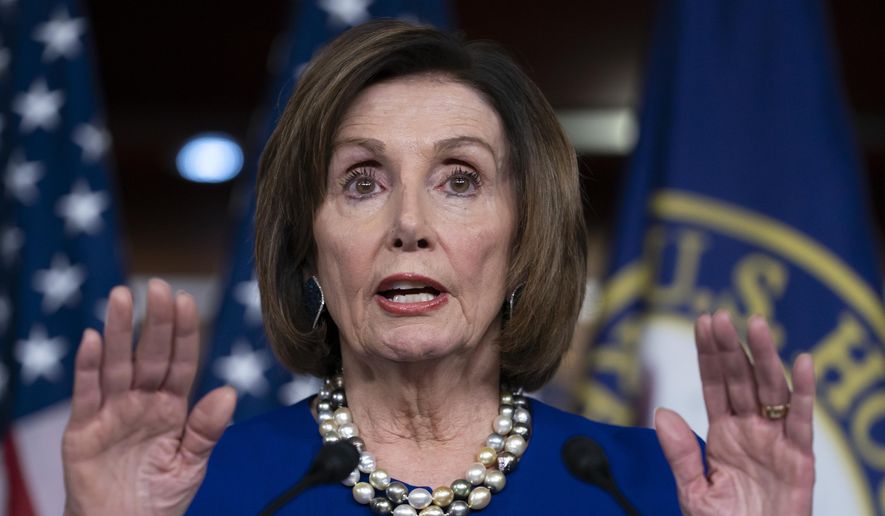 Speaker of the House Nancy Pelosi, D-Calif., talks during a news conference at the Capitol in Washington, Feb. 6, 2020. (AP Photo/J. Scott Applewhite) ** FILE **