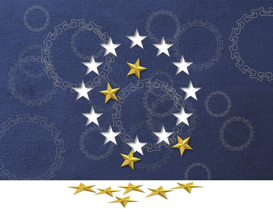 Demise of the European Union Illustration by Greg Groesch/The Washington Times