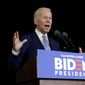 Democratic presidential candidate former Vice President Joe Biden speaks during a primary election night rally Tuesday, March 3, 2020, in Los Angeles. (AP Photo/Marcio Jose Sanchez) ** FILE **