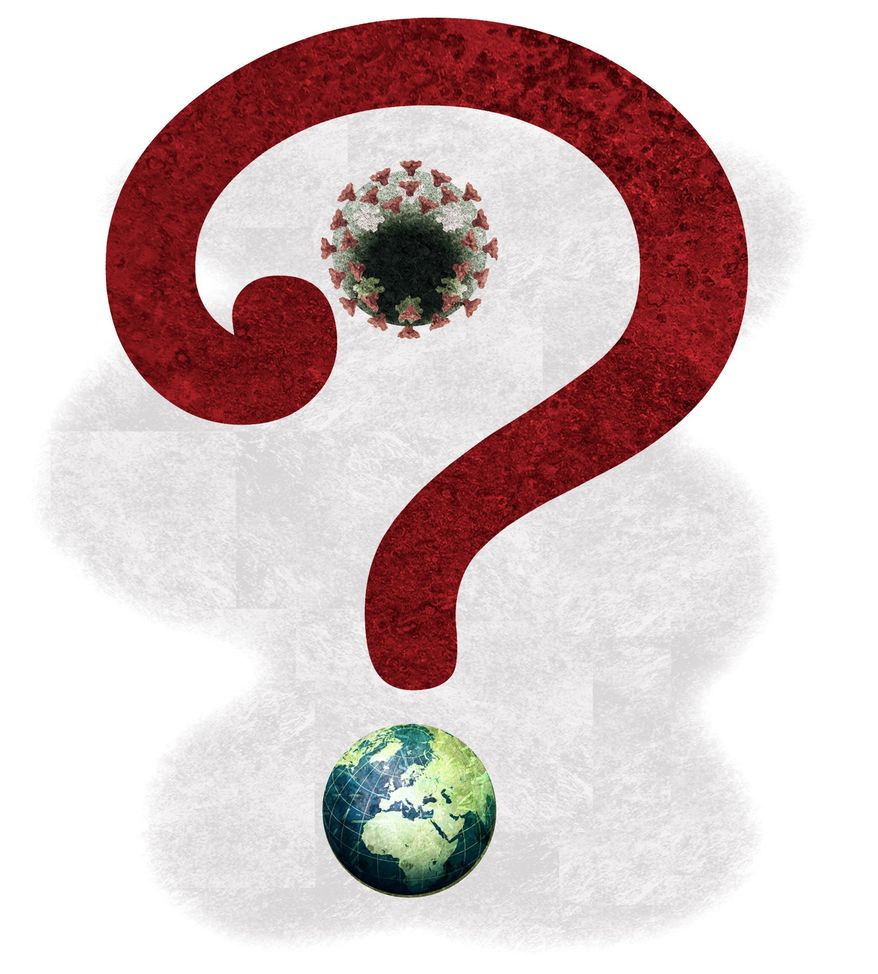 Illustration on COVID19 and uncertainty in government decision making by Alexander Hunter/The Washington Times