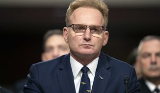 In this Dec. 3, 2019, photo, acting Navy Secretary Thomas Modly testifies during a hearing of the Senate Armed Services Committee about ongoing reports of substandard housing conditions in Washington, on Capitol Hill. Modly says the captain of the COVID-stricken aircraft carrier who was fired last week had betrayed his service and may have been “too naive or too stupid” to be commanding officer of the ship. Officials are confirming that Modly made the comments Sunday, April 5, 2020, to the ship&#39;s crew in Guam. (AP Photo/Alex Brandon) **FILE**