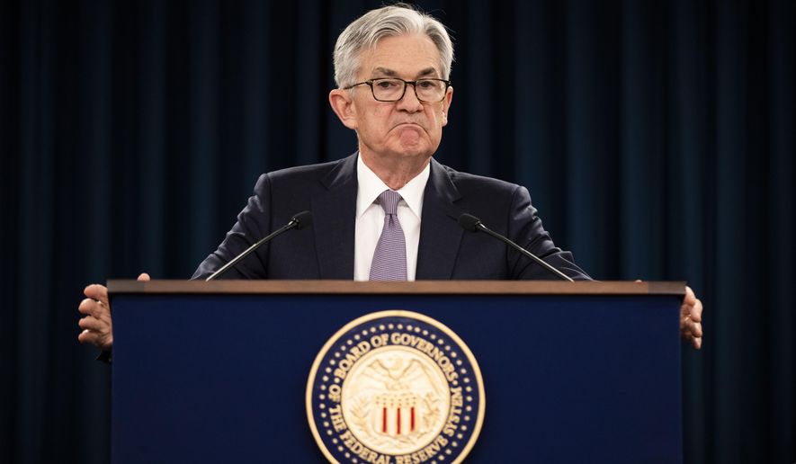 In this Jan. 29, 2020 file photo, Federal Reserve Chair Jerome Powell pauses during a news conference in Washington. (AP Photo/Manuel Balce Ceneta, File) ** FILE **