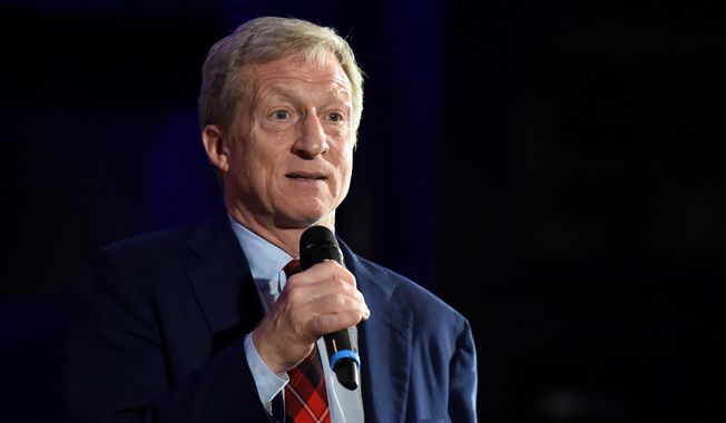 In this Feb. 29, 2020, photo Democratic presidential candidate, billionaire Tom Steyer announces the end of his presidential campaign following the results of the South Carolina primary in Columbia, S.C. (AP Photo/Meg Kinnard) **FILE**