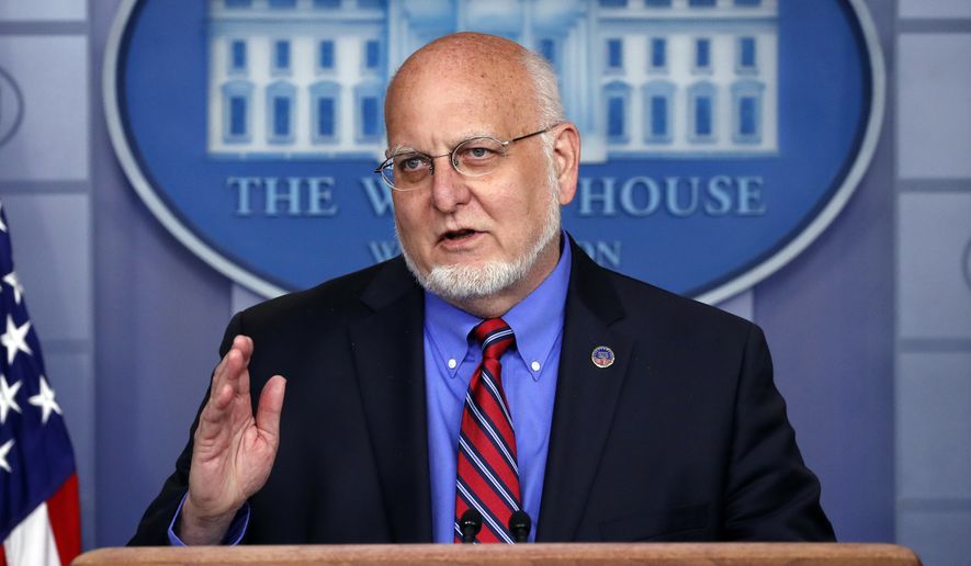 Dr. Robert Redfield, director of the Centers for Disease Control and Prevention, speaks about the coronavirus in the James Brady Press Briefing Room of the White House, Wednesday, April 22, 2020, in Washington. (AP Photo/Alex Brandon)