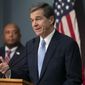 North Carolina Gov. Roy Cooper announces that his stay-at-home order will be extended until May 8 during a press briefing on the coronavirus, Thursday, April 23, 2020, at the Emergency Operations Center in Raleigh, N.C. (Robert Willett/The News &amp;amp; Observer via AP)  **FiLE**