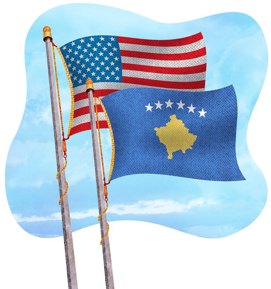 Flags over Kosovo Illustration by Greg Groesch/The Washington Times