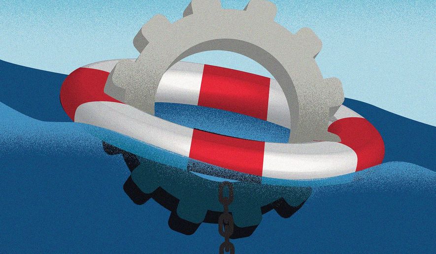  Keeping America pensions afloat illustration by Linas Garsys / The Washington Times
