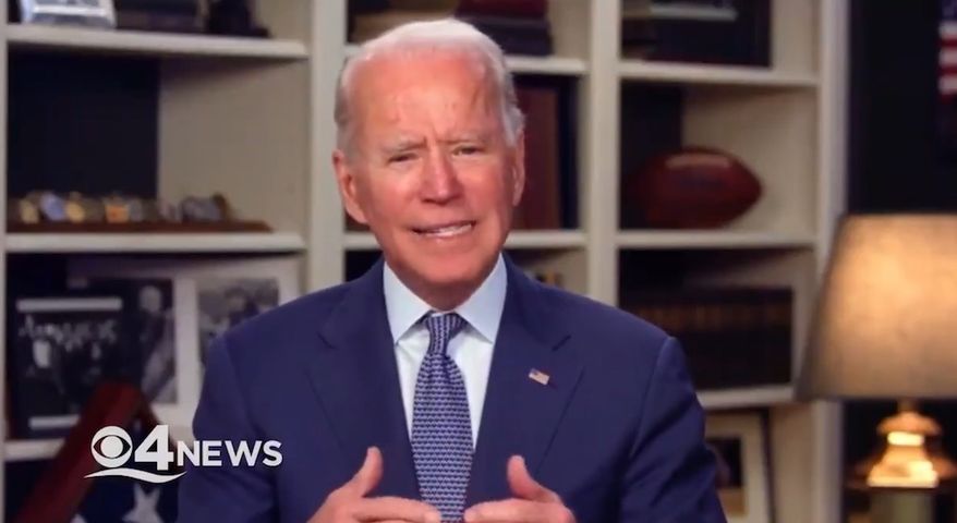 Former Vice President Joe Biden discusses how he would handle the coronavirus pandemic if he were in charge, April 27, 2020. (Image: CBS-4 Miama video screenshot) 